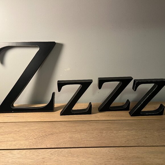 Zzzz Letters Bedroom Decor Black 8" High and 4" High - Picture 2 of 6
